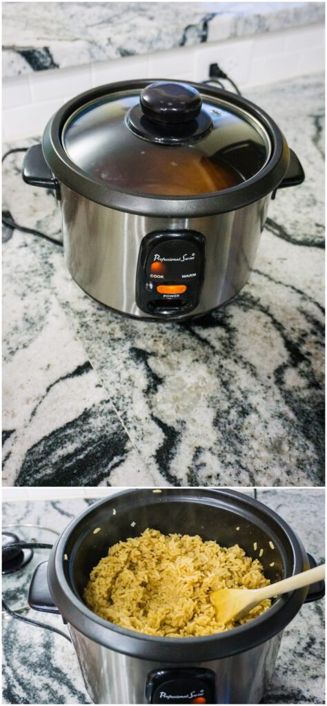 rice cooker and cooked rice