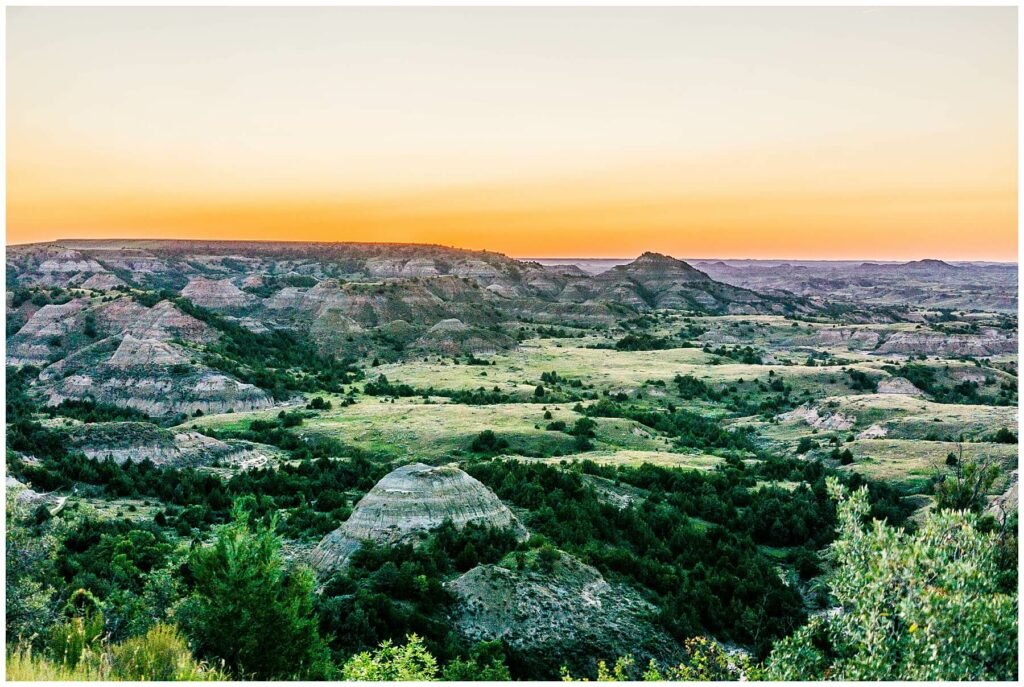 sunset at Theodore Roosevelt National Park
