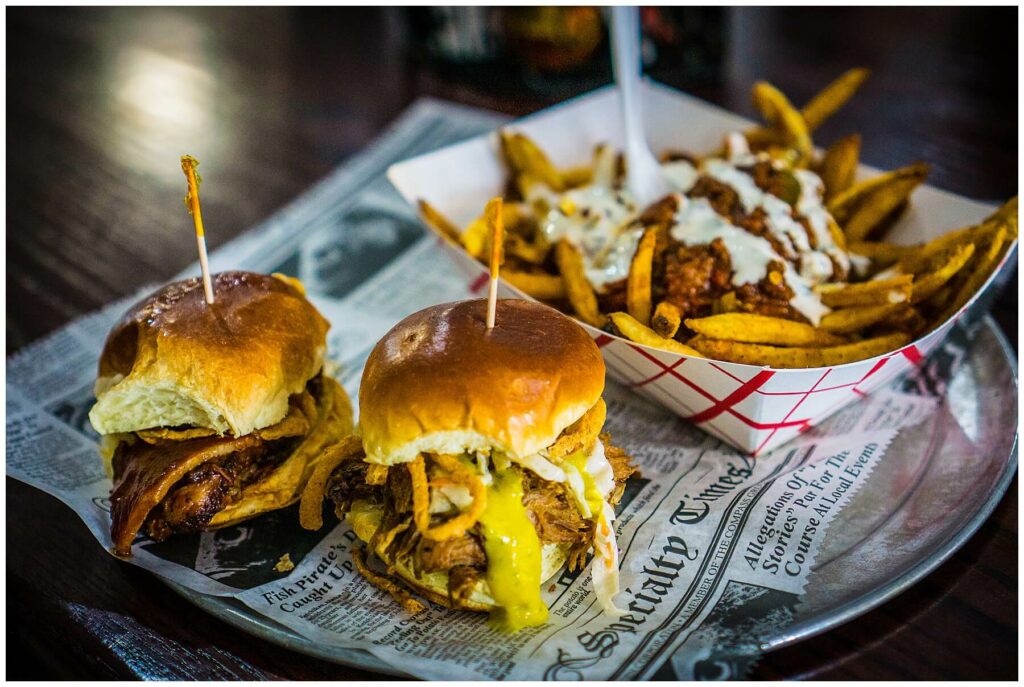 sliders with chili cheese fries