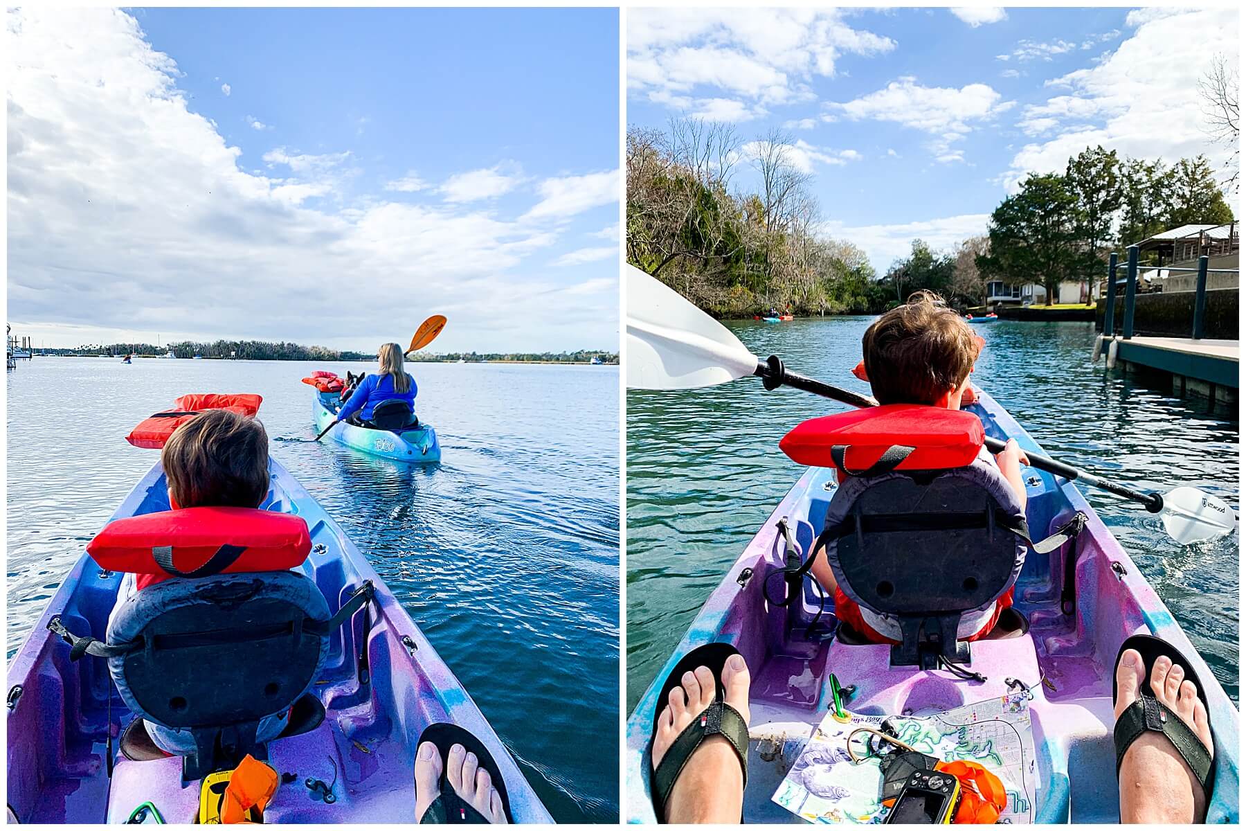 kayaking collage at Crystal River