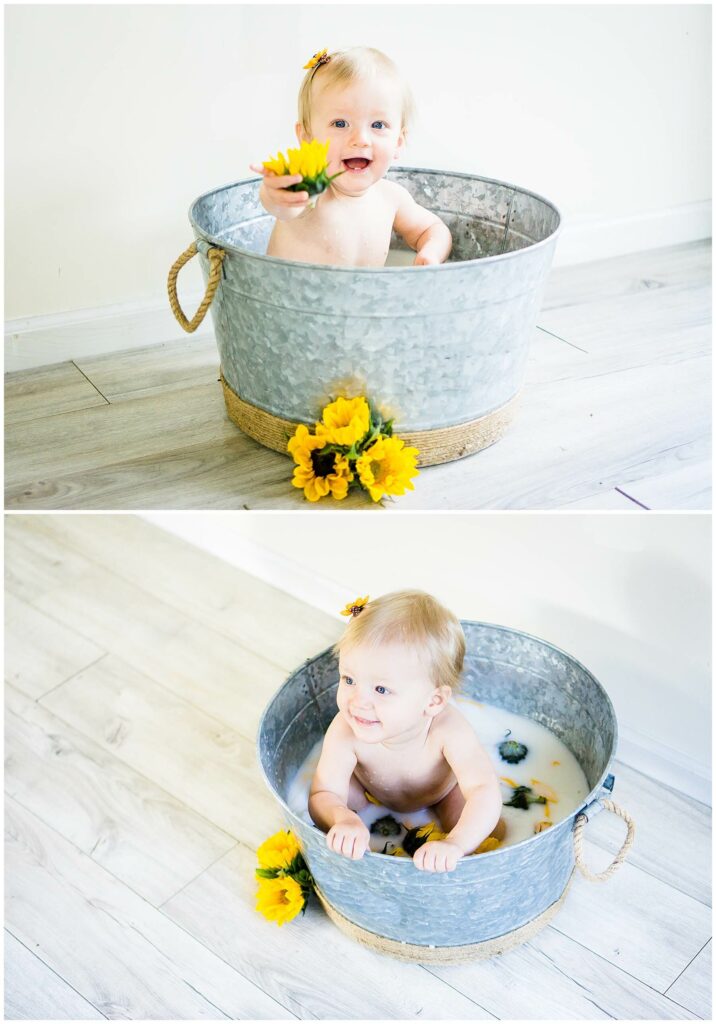 baby sunflower milk bath