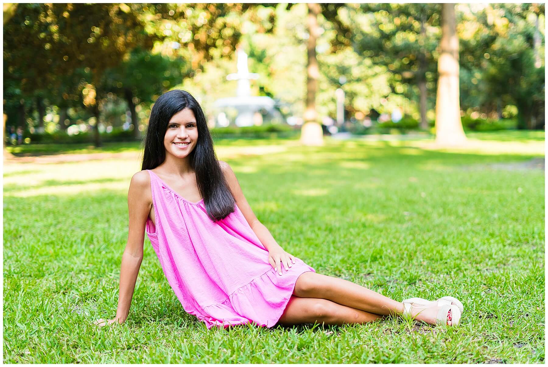 high school senior girl in downtown savannah