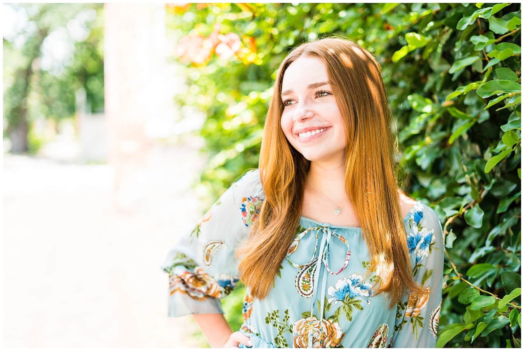 high school senior girl in downtown savannah