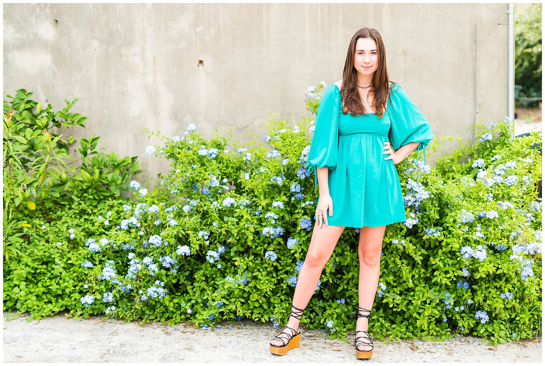 high school senior girl in downtown savannah