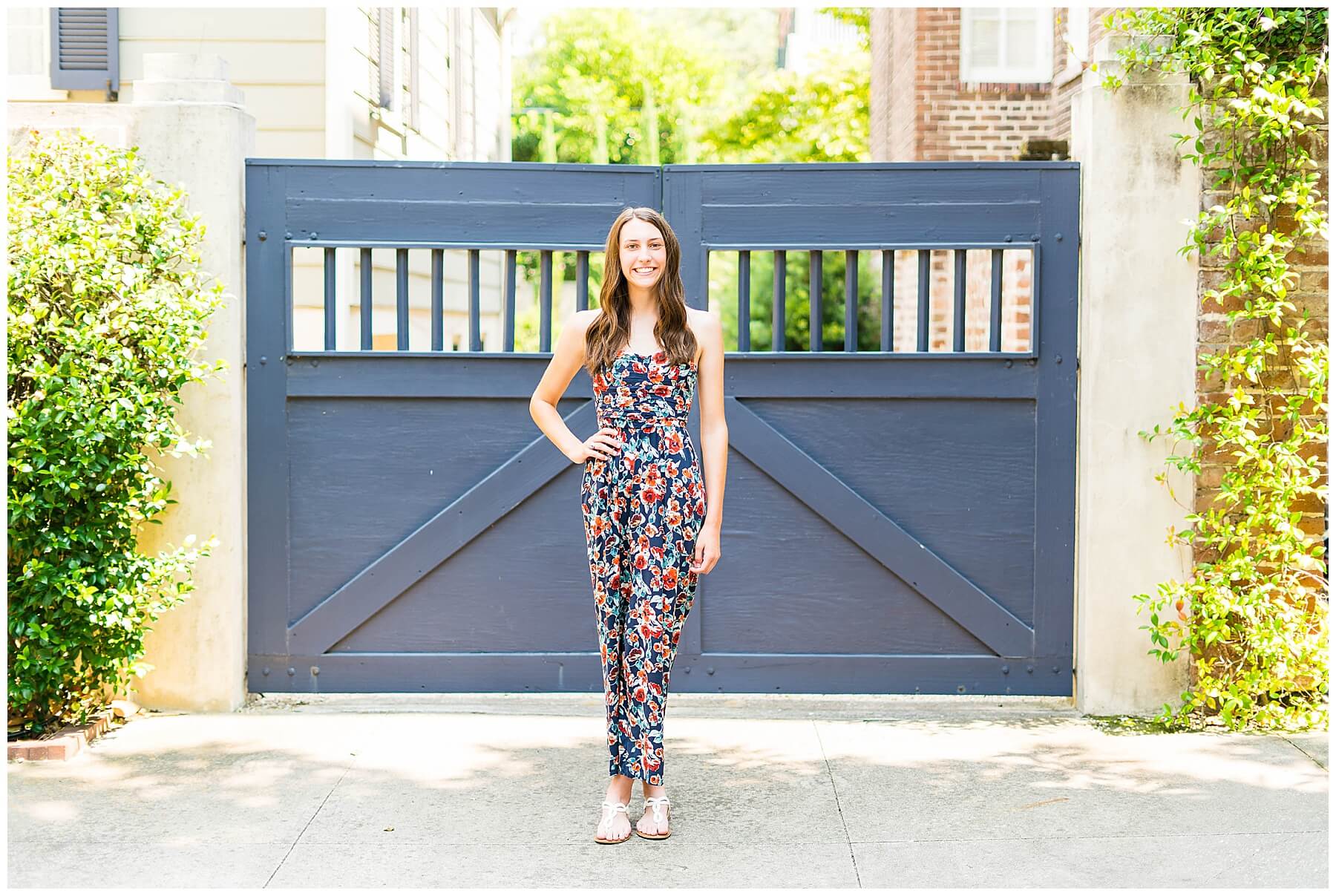 high school senior girl in downtown savannah