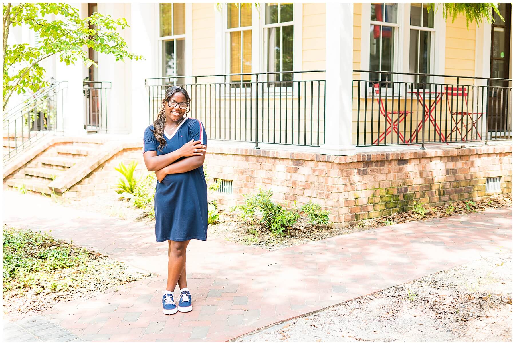 high school senior girl in downtown savannah