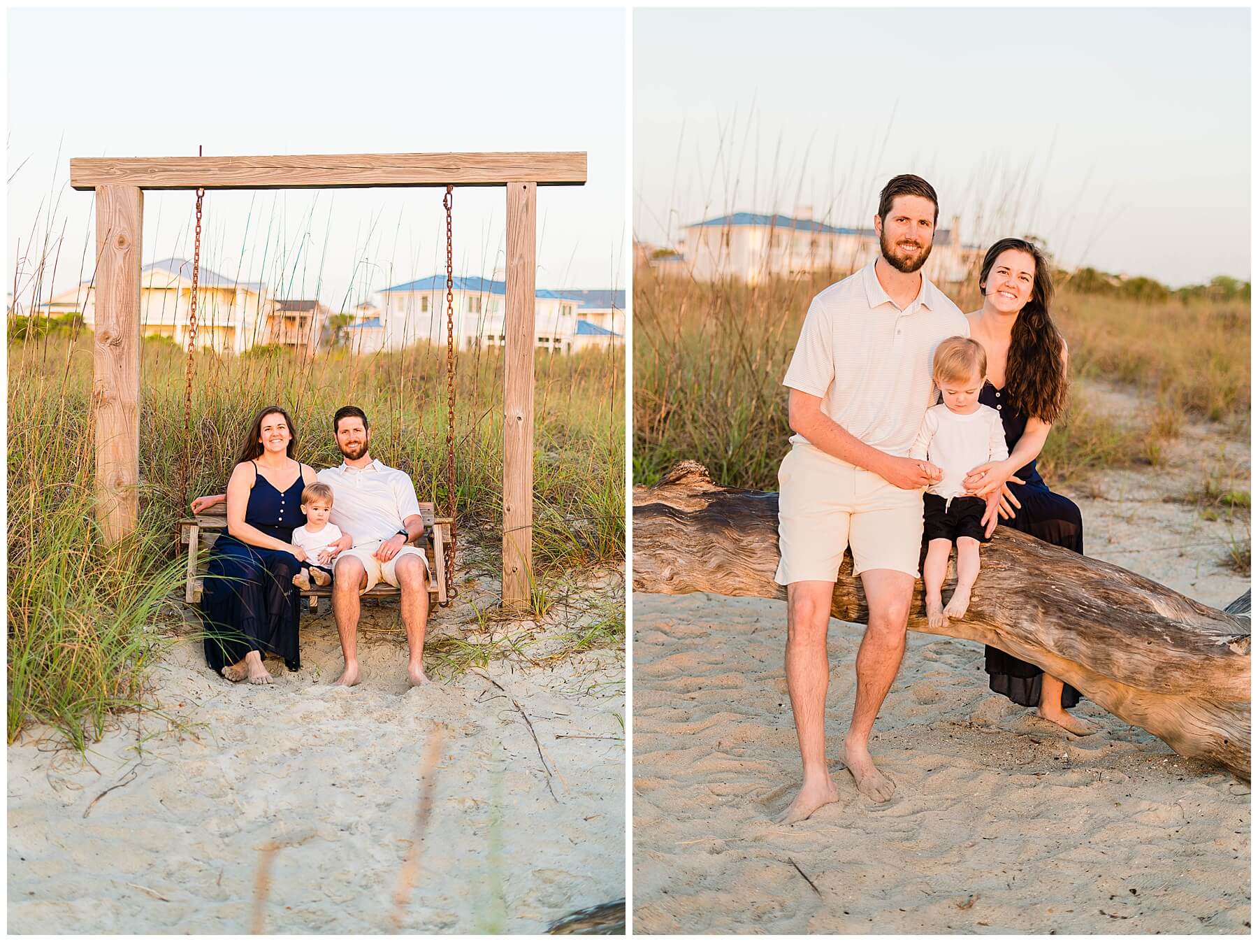 family of three on Tybee Island for family photos