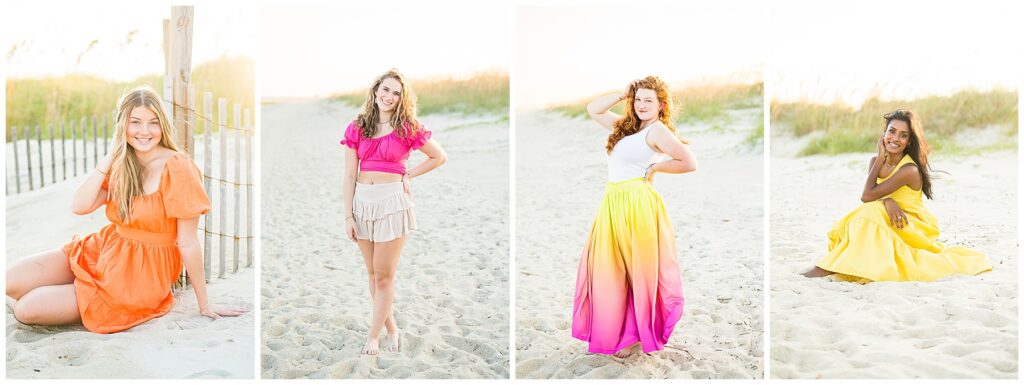 collage of high school seniors on the beach at Tybee Island