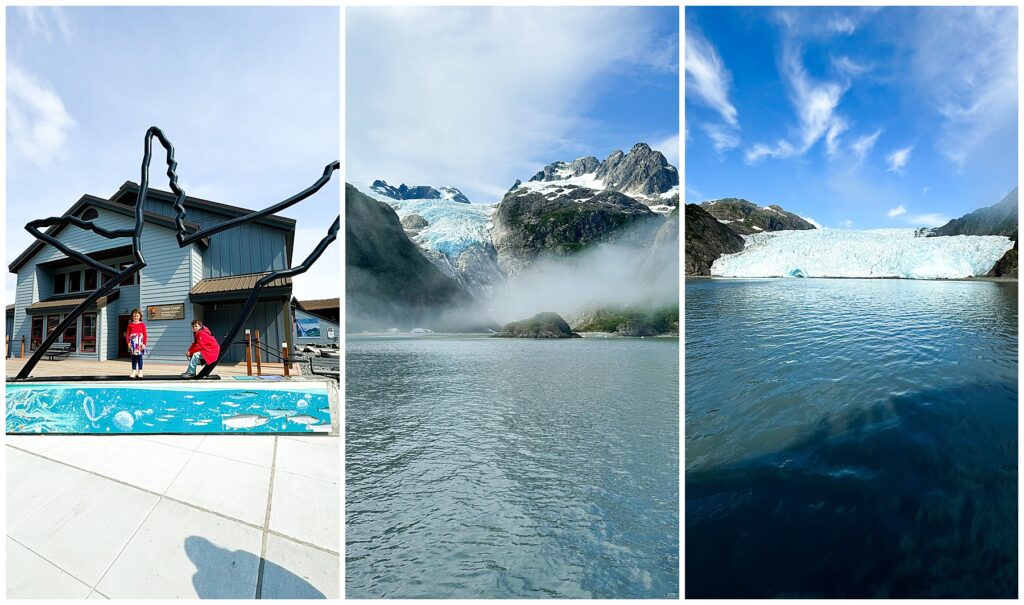 collage of Kenai Fjords National Park from a boat