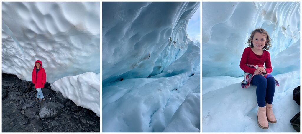 collage of photos from Byron Glacier