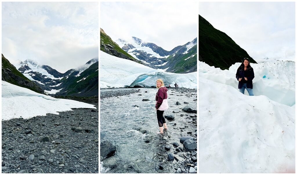 collage of photos from Byron Glacier